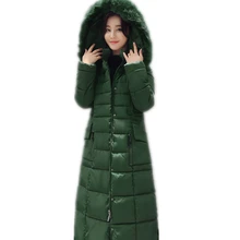 Женские зимние куртки и пальто на утином пуху, Женская Корейская темпераментная длинная куртка с воротником, повседневное пуховое пальто LXT28