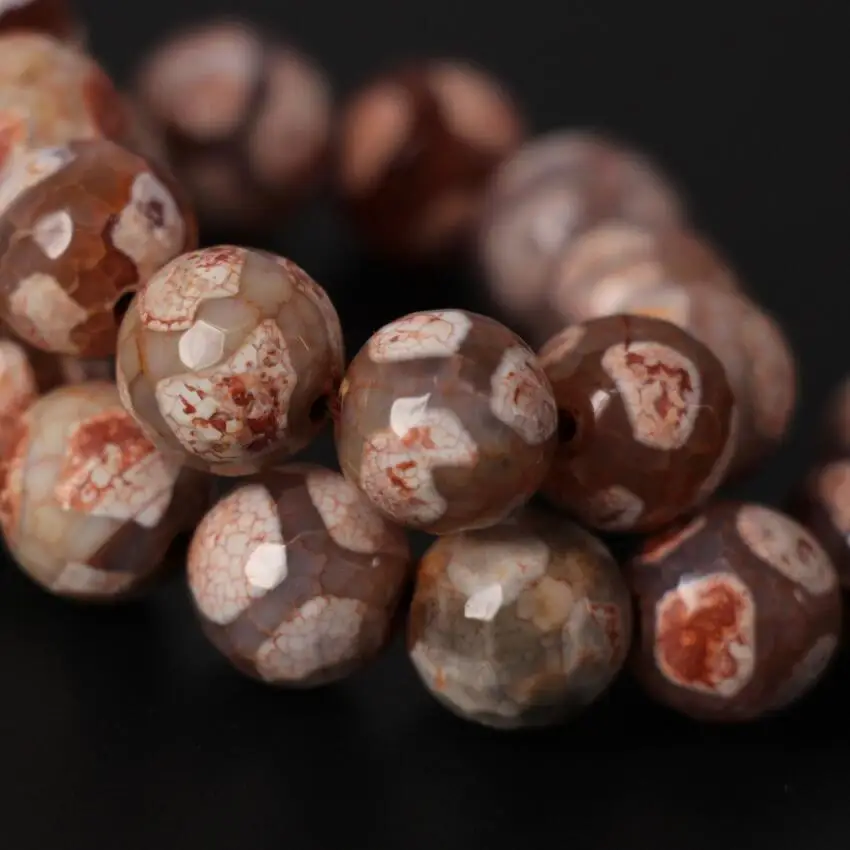 3Strand/Lot,Wholesale 12mm Dyed Red Football Tibetan Dzi Onxy Faceted Round Loose Beads,DIY Necklace Bracelet Jewelry Making