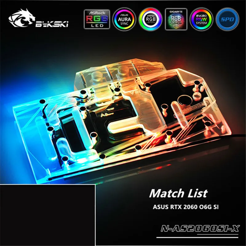 Bykski графический блок с полным покрытием для VGA ASUS RTX 2060 O6G SI видеокарта | Компьютеры