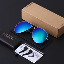YOJBO роскошные солнцезащитные очки пилота для мужчин оправа из сплава, зеркальная линза с покрытием для женщин вождения дизайнерский бренд UV400 оттенков Роскошные UV400 очки