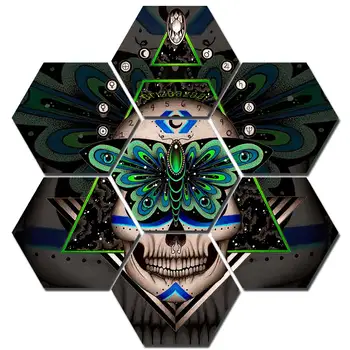 

Wall Art Prints Canvas Paintings 7 Pieces Skull Halloween Theme Pictures Prophecies Poster Living Room Modular Home Decor Framed