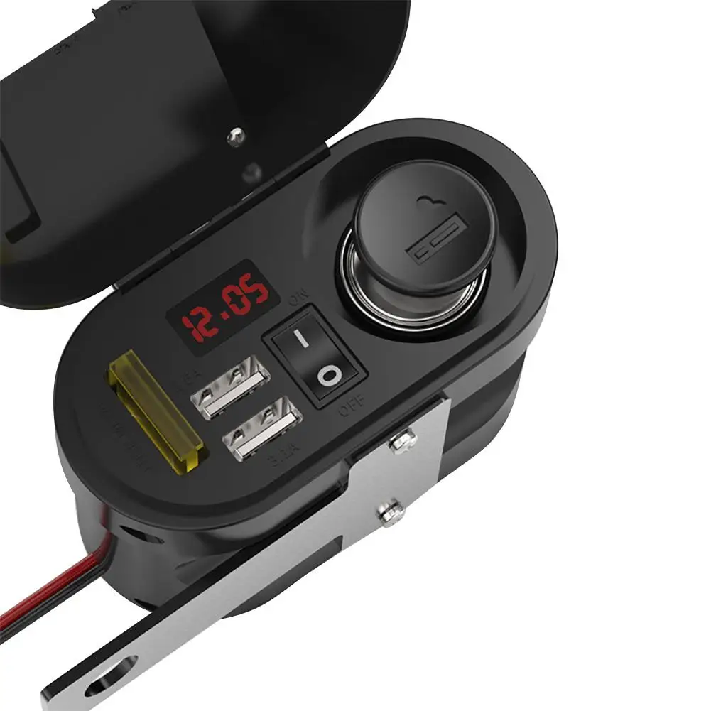 

Motorcycle Waterproof Charger Power Socket 5V 3.1A Dual USB Outlet Switch Car LED Digital Display Voltmeter Cigarette Lighter