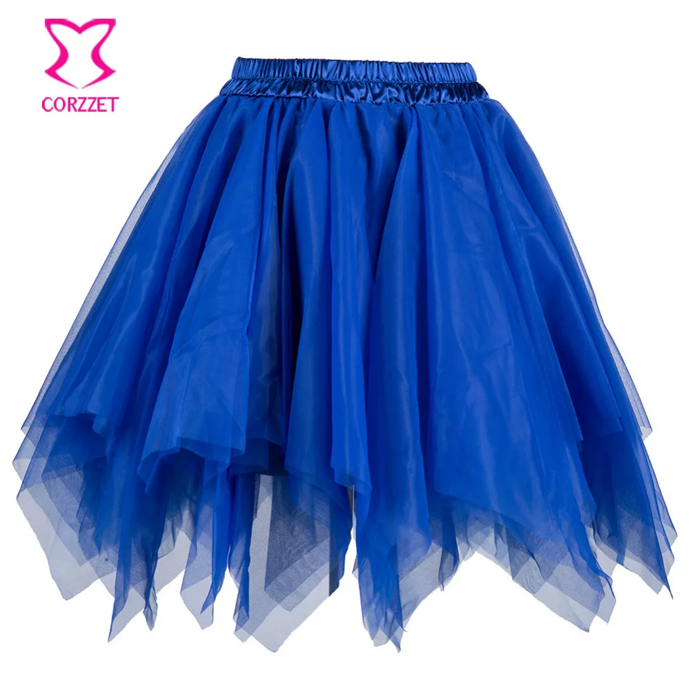 Burlesque Blue Layered Mesh Ruffle Mini Skirts Womens Tutu Skirt Women Petticoat Wedding