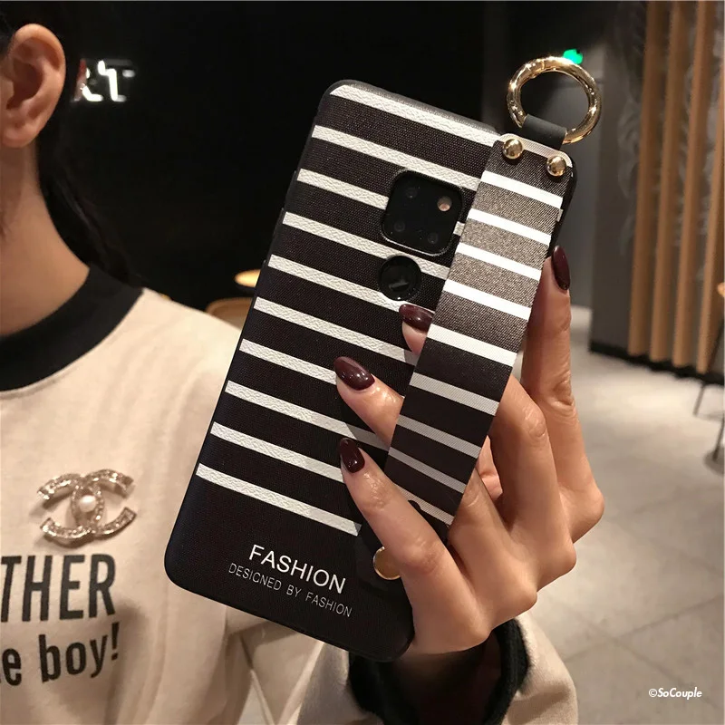SoCouple Wrist Strap Phone Cases For Huawei Mate 10 Mate 20 Pro P10 plus P20 Pro Lite Nova 3 3i 2s Stripe Pattern Soft TPU Cover (3)