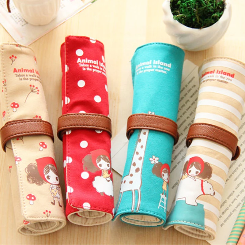 

Canvas Cartoon Pen Case Pencil Bag Animal Island Cute Girl Pencil Case Storage Bag School Stationery papelaria material escolar