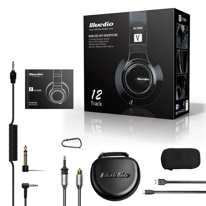 Bluedio v (победа) новый оригинальный bluetooth 4.1 беспроводные наушники hi fi с pps 12 драйверы