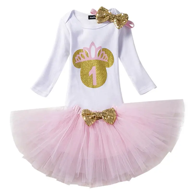 

Summer Baby Long Sleeves Sets Newborn Baby Girls Clothes 1 Years Birthday Clothes Sets Cake Minnie Outfits Infant Clothing Sets