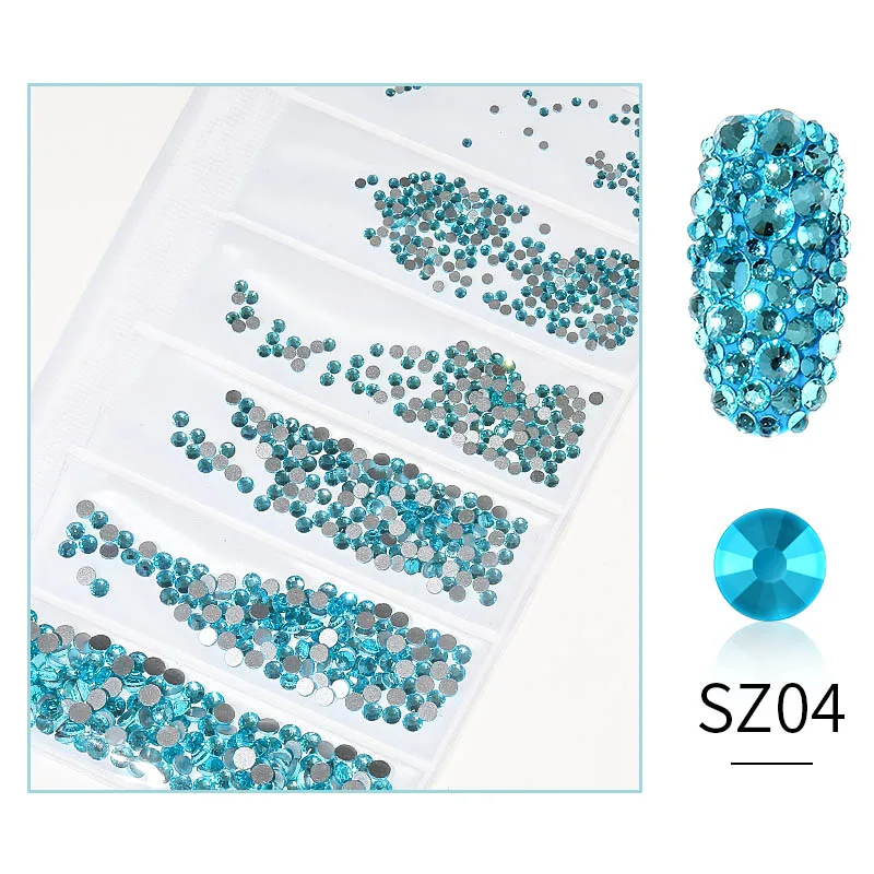 1300 шт многоразмерные кристаллы стеклянные стразы для ногтей 3D украшения для ногтей Стразы амулеты перегородки смешанного размера для ногтей ювелирные изделия - Цвет: SZ04
