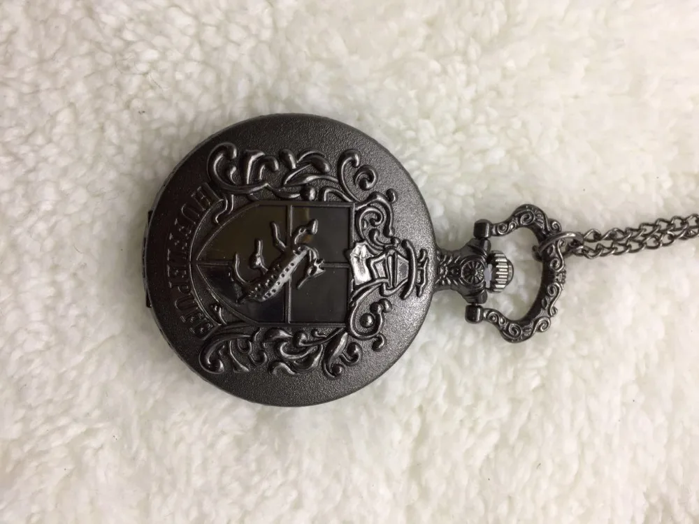 Карманные часы из Гарри Поттера Hufflepuff Hogwarts School Fob Chain, ожерелье с гравировкой, мужской черный чехол, часы, часы для женщин и мужчин