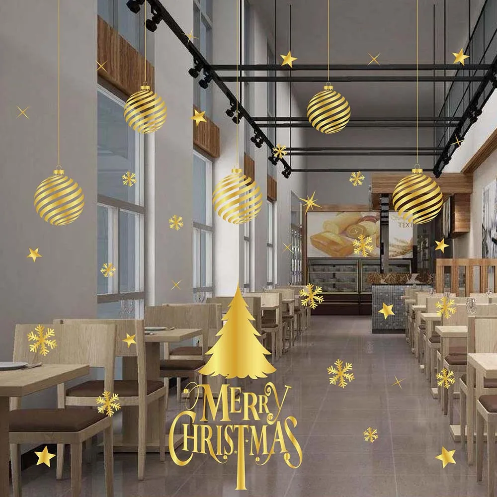 

New Year Window Glass PVC Wall Sticker Christmas Santa reindeer DIY Snow Town Wall Stickers Home Decal Christmas Decoration