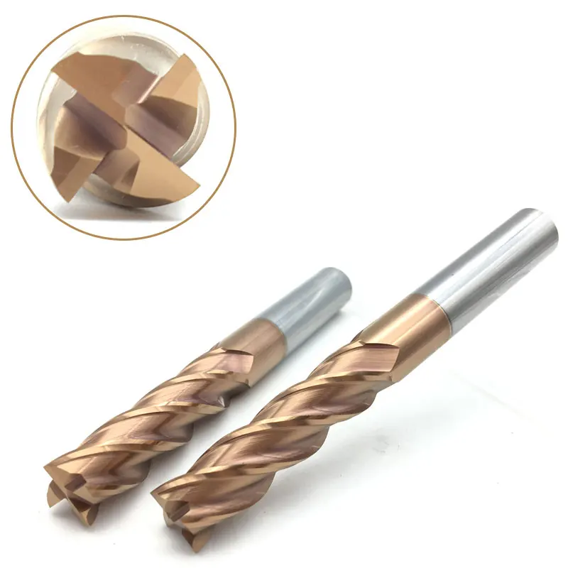 2pcs End Mill 12mm Long 100mm HRC60 4Flute 12*100 Solid Carbide Spiral