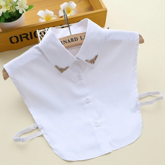 Высокое качество воротник рубашки белая украшения из металла Фалес хлопок