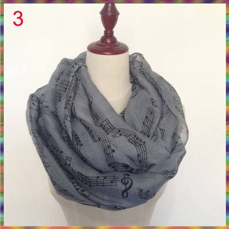 2017 зимний вискозный шарф-петля для женщин с принтом в виде нот бесконечность