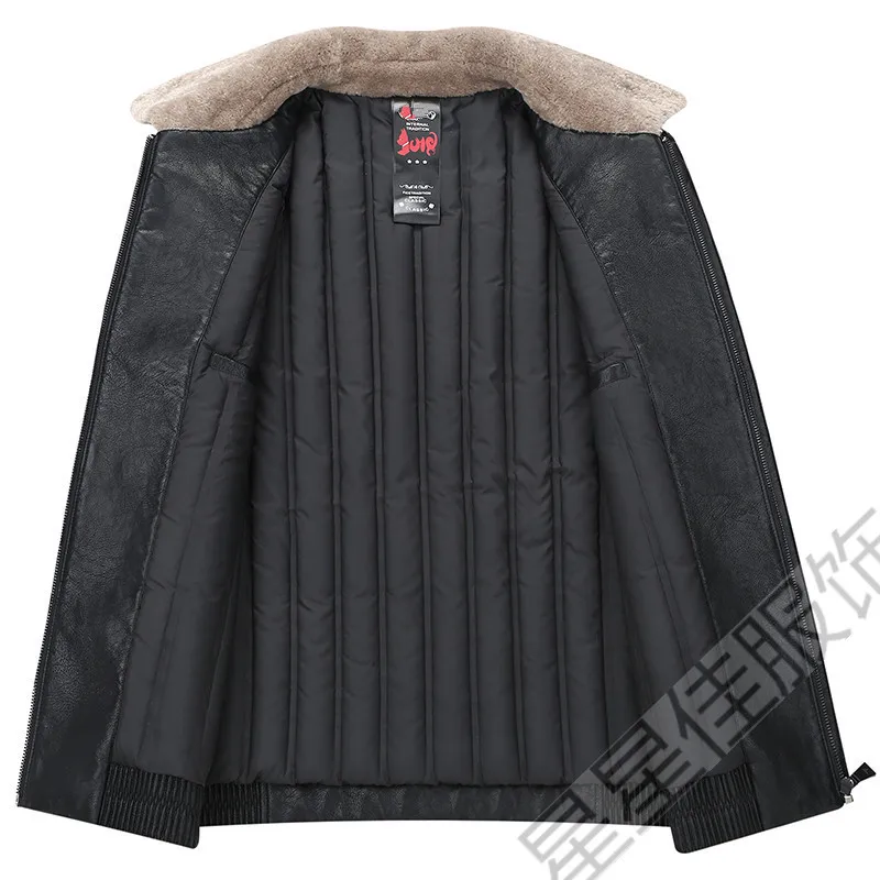 Большие размеры 10XL 9XL 8XL куртка с меховым воротником из натуральной кожи мужская
