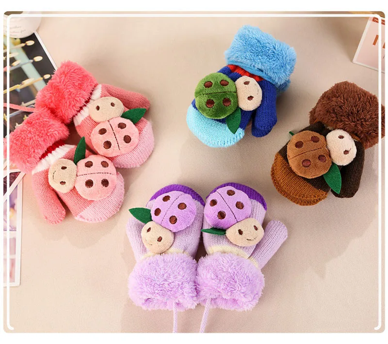  New 0-24 Months Baby Gloves boy Baby girl kids Knitted Gloves Winter Children Warm Rope Mittens Cotton Wool Mittens For Babies (13)
