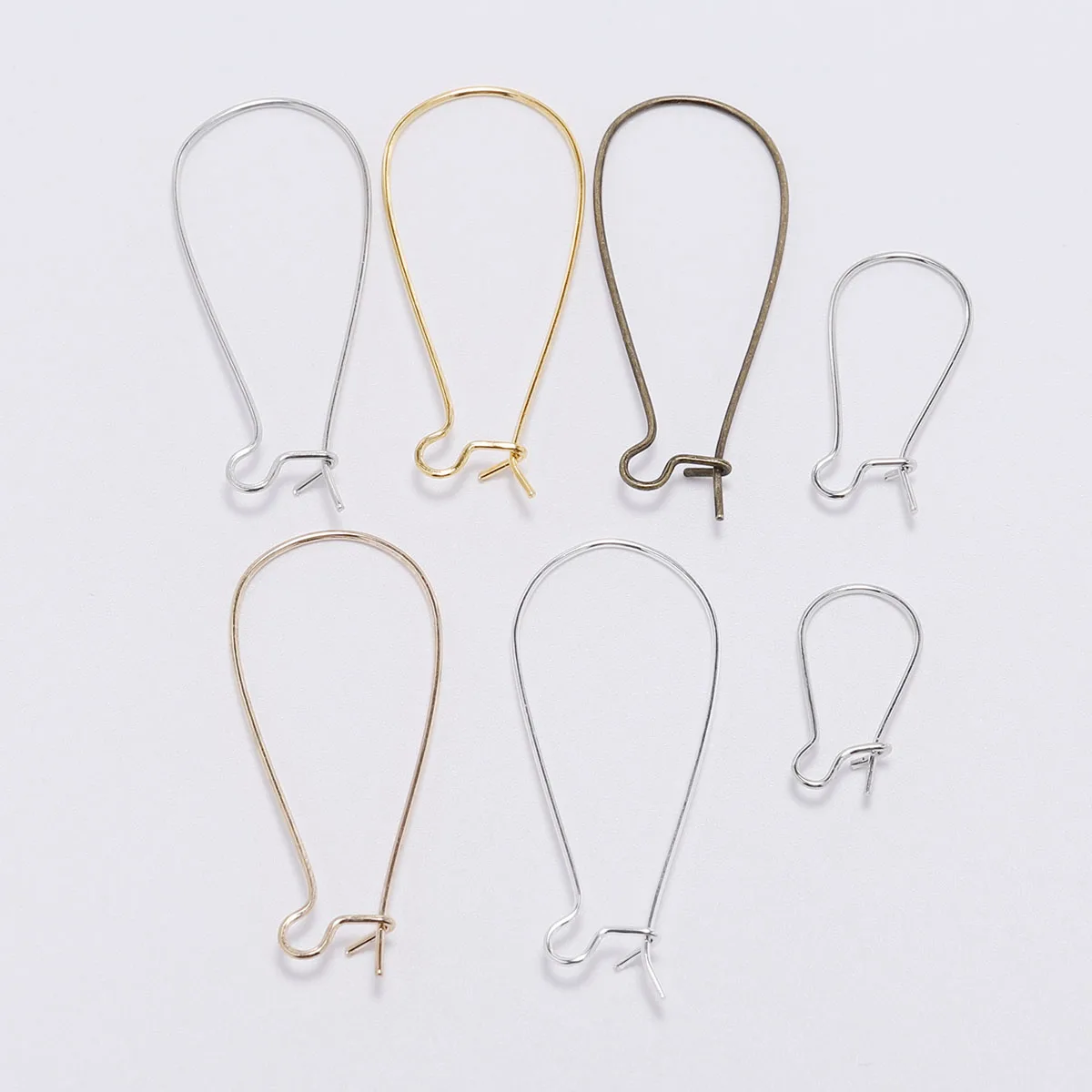 20Pcs Kidney Ear Wire Fish Hooks with Clasp Earring Lever Back Silver/Bronze