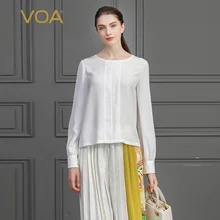 Voa шёлковый Топ Женская белая Базовая офисная работа женские топы свободная футболка осень длинный рукав роскошная Мода хипстерская одежда по аниме Harajuku корейский B770