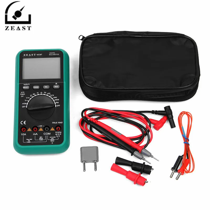 

ZEAST VC97 3 3/4 Digital Multimeter Voltmeter AC/DC Capacitor Frequency Tester Meter Electric Leads Instruments LCD Probe
