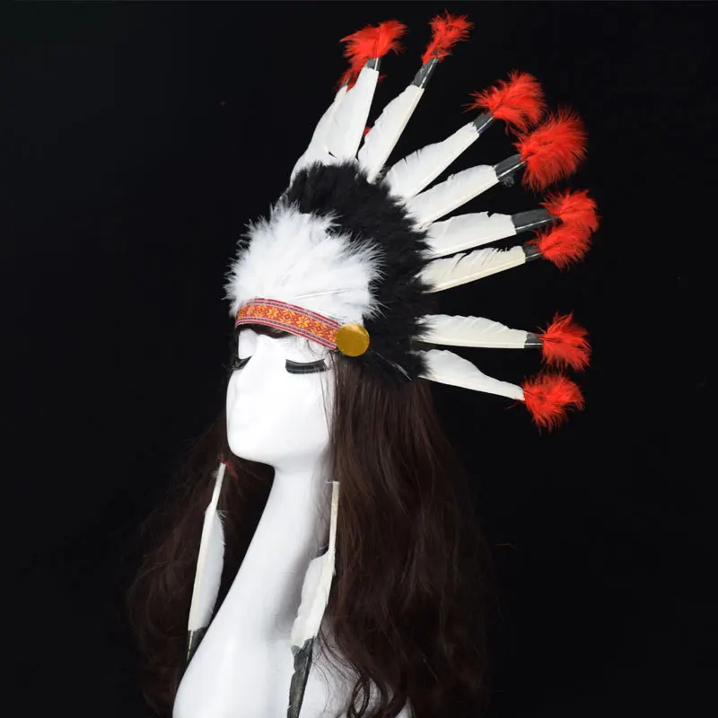 alloween Carnival Day Indian Villus Chief Headdress Colorful Feather Party Hats Headband Caps Supplies Costume Carnival Party (5)