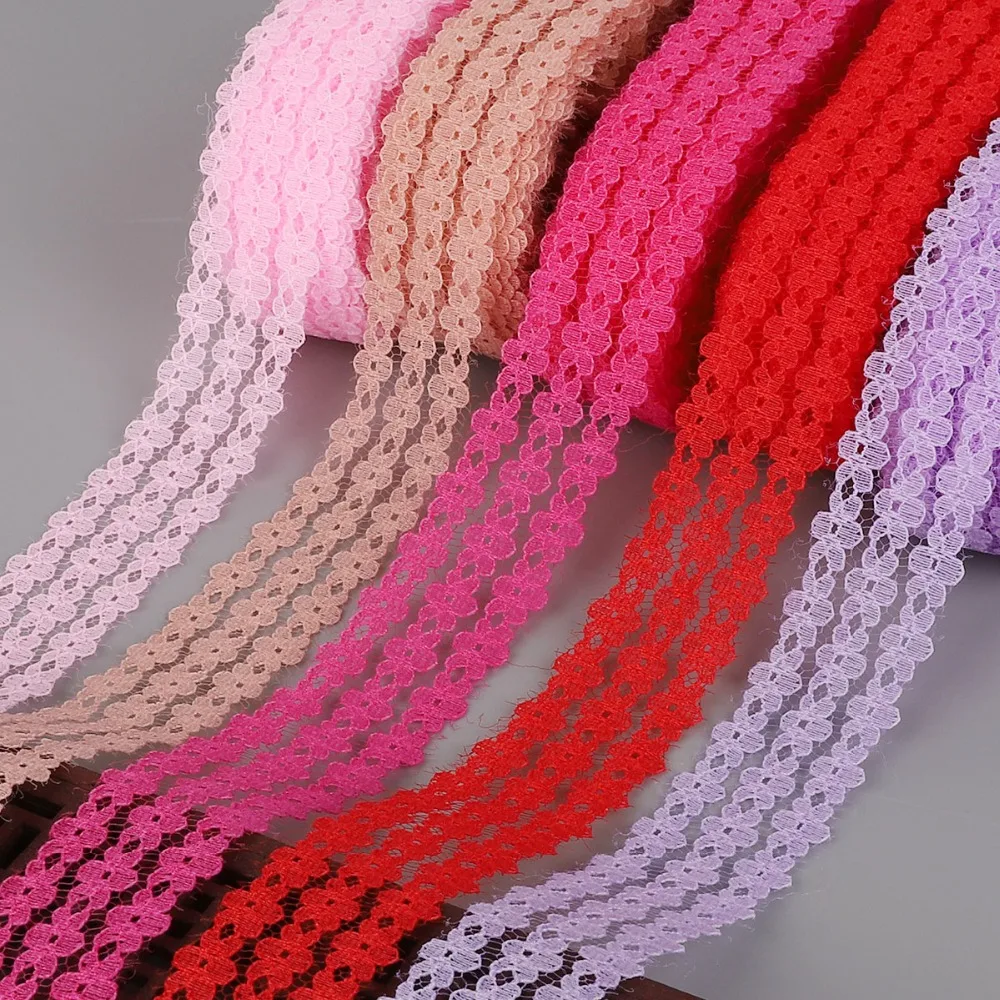 

10 Yards/lot Lace Ribbon Tape 2.5cm Wide Trim DIY Handcraft Embroidered Net Cord For Sewing Decoration Lace fabric