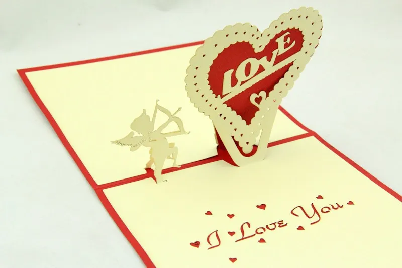 Купидон, любовь открытка-раскладушка/3D карта «kirigami»/открытки ручной работы я люблю вас День Святого Валентина