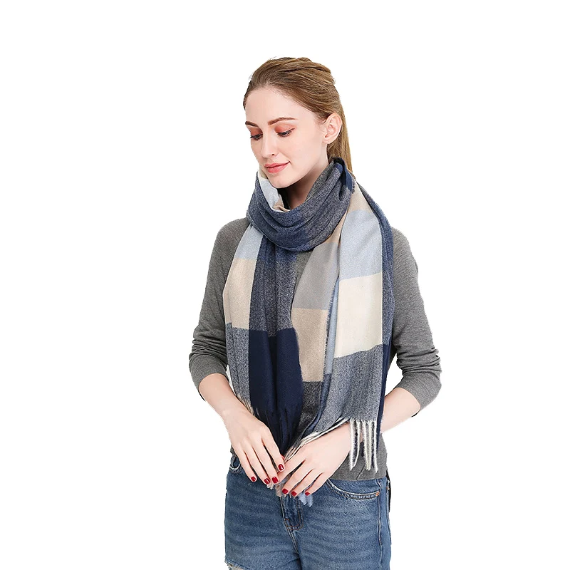 Visrover классический плед Зимний дизайнерский шарф для женщин роскошный бренд шлейф пончо Шерсть Кашемир шарфы теплая накидка большого размера - Цвет: VLA10-5