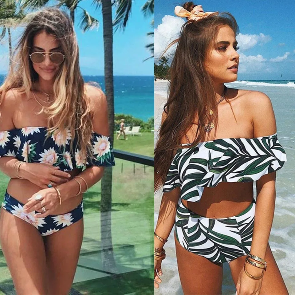 

SUNRAINBOW Sexy Swimwear 2019 Bikini Women Swimsuit Female New Arrival Push Up Summer Bandeau Ruffle Beach Bathing Suit XXL
