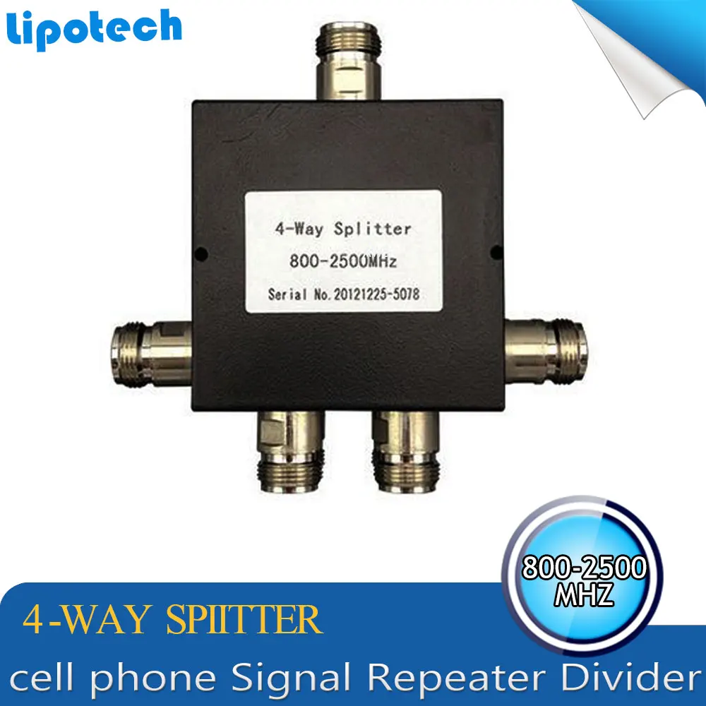 1PCS 700~2500MHz N 4 Way Power Divider/Splitter For GSM&CDMA&DCS&PCS&WCDMA Cellphone Signal Booster Repeater