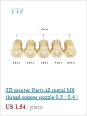 5 шт. 3D-принтеры части V5 V6 M6 Резьбовая насадка 0,2 0,25 0,3 0,4 0,5 0,6 0,8 1,0 мм для 1,75 мм 3,0 мм нить металлический E3D