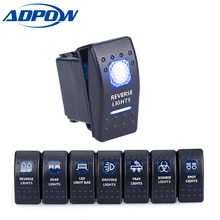 ADPOW 5pin автомобильный переключатель, лодка, грузовик, светильник, тумблер, водонепроницаемый, 24 В, бар, стиль, синий, тумблер, рокер, задний светильник, переключатель 12 В
