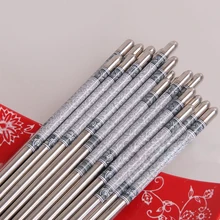 5 пар нержавеющей стали синий и белый фарфор круглые палочки для еды Бытовая Посуда высокого класса подарок наклейки деловой костюм