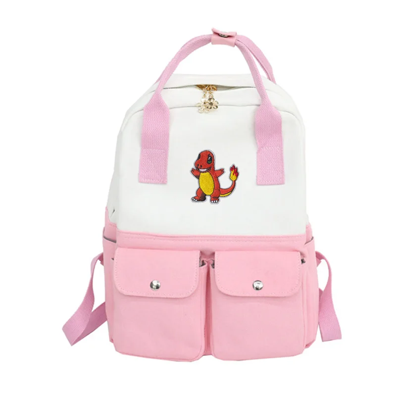 Аниме Покемон Пикачу снорлакс чармандер, Сквиртл Eevee Косплей холщовый рюкзак Harajuku девушка путешествия школьная сумка на плечо рюкзак - Цвет: 6