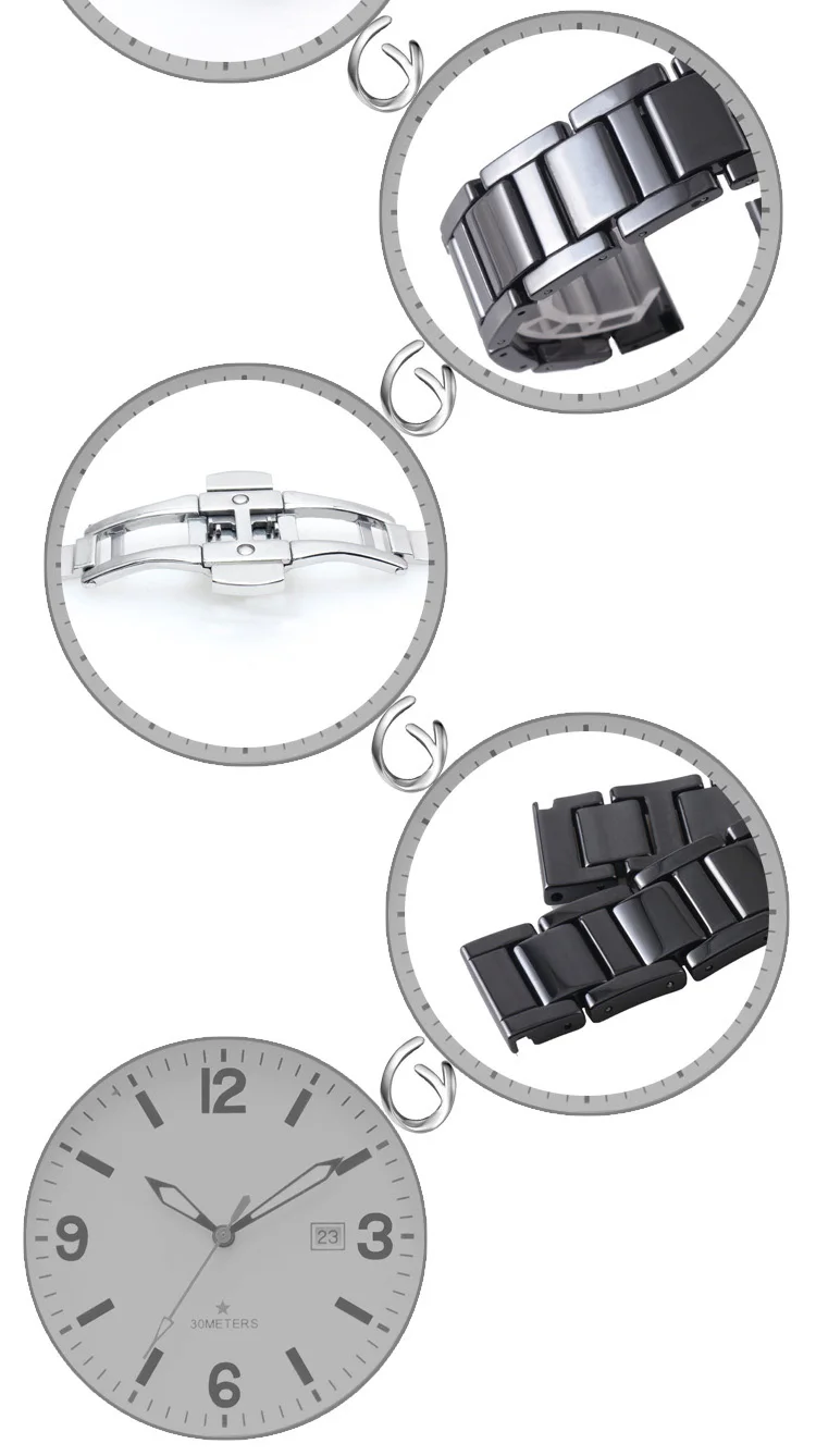 20 мм 22 мм керамический ремешок для часов samsung gear S3 полосы три звенья браслет твердые керамические Ремешки для наручных часов для samsung gear S2 классика