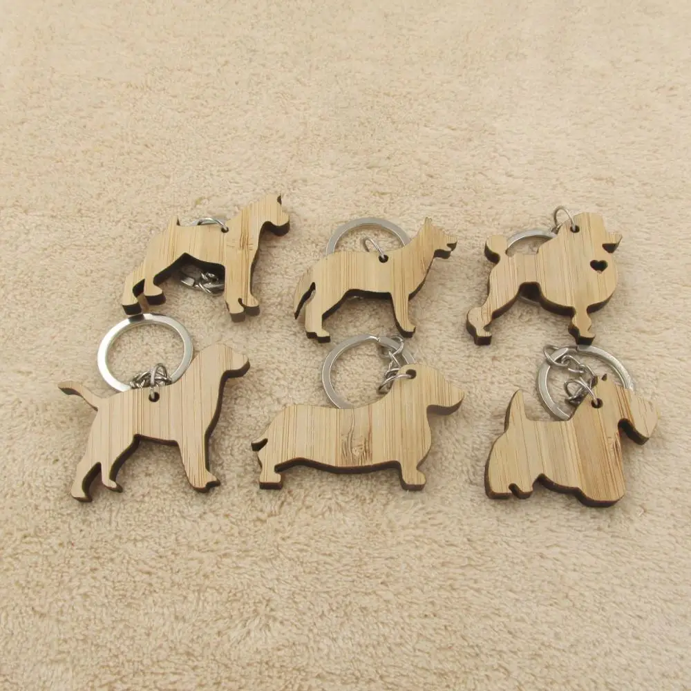 Классический деревянный брелок для ключей с собачкой, подвеска с подвеской, деревянный держатель для ключей, ювелирное изделие для женщин и девушек, подарок, брелок ювелирный