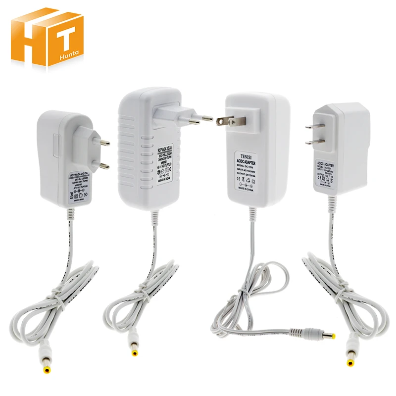 

12V Power Supply Adapter White Shell AC100-240V Lighting Transformers Output DC12V 1A / 3A Power Converter for LED Strip.