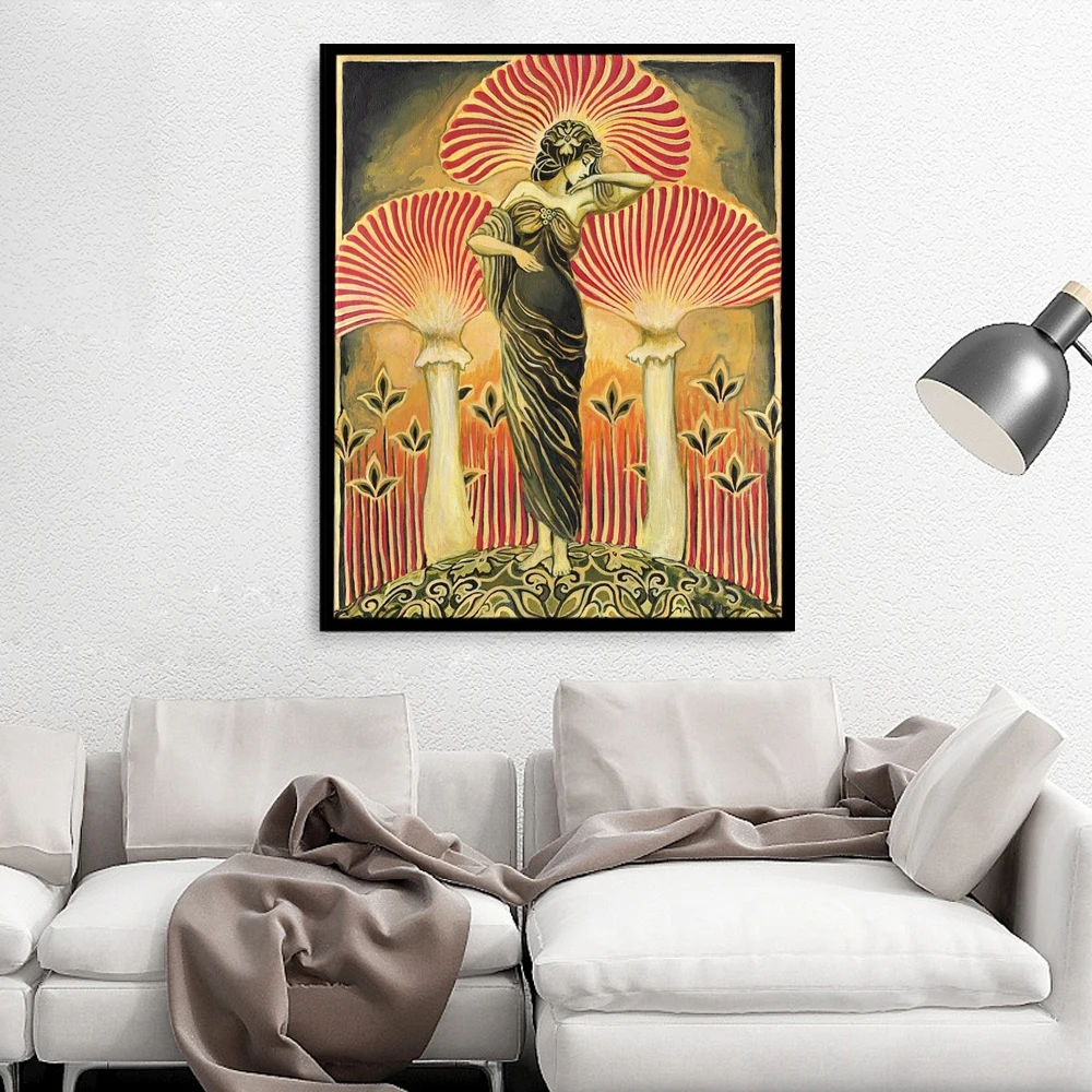 Сома богиня плакат печать языческая мифология стены искусства Nouveau психоделический гриб богемный холст картина