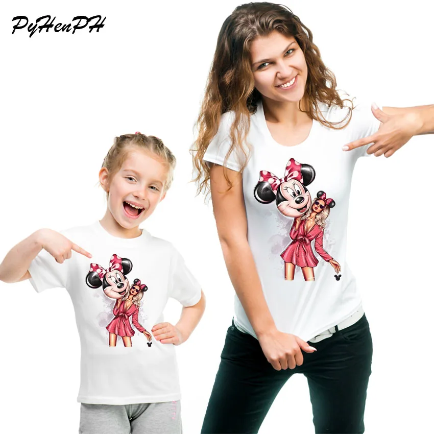 

Momther And Daughter Tshirt Vogue Mouse Style Casual Lovely Short Sleeve Mother's day Family matching T shirt