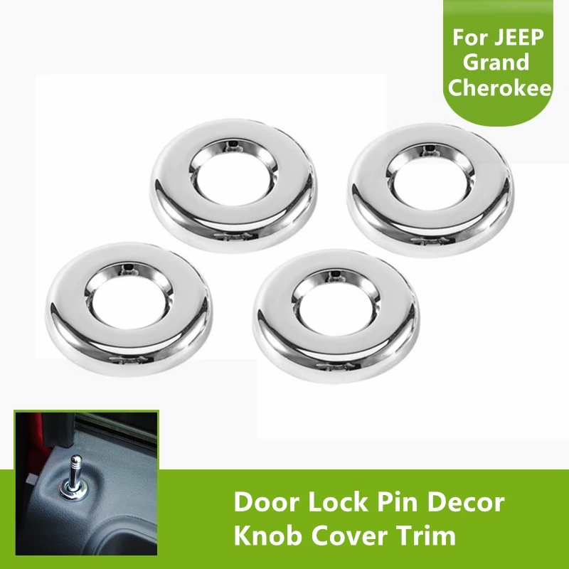 4Pcs Chrome Auto Decoration Inner Door Lock Pin Knob Cover Trim For Jeep Dodge 2007 2015in