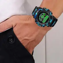 Роскошные Кварцевые спортивные часы для мужчин и женщин акриловый чехол с кожаным ремешком светодиодный наручные часы relogio masculino Feminino