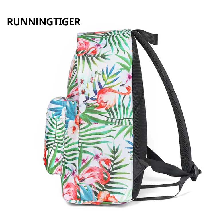 Runningtiger Новый Цветочный рюкзак Фламинго Цветочные школьные сумки для девочек