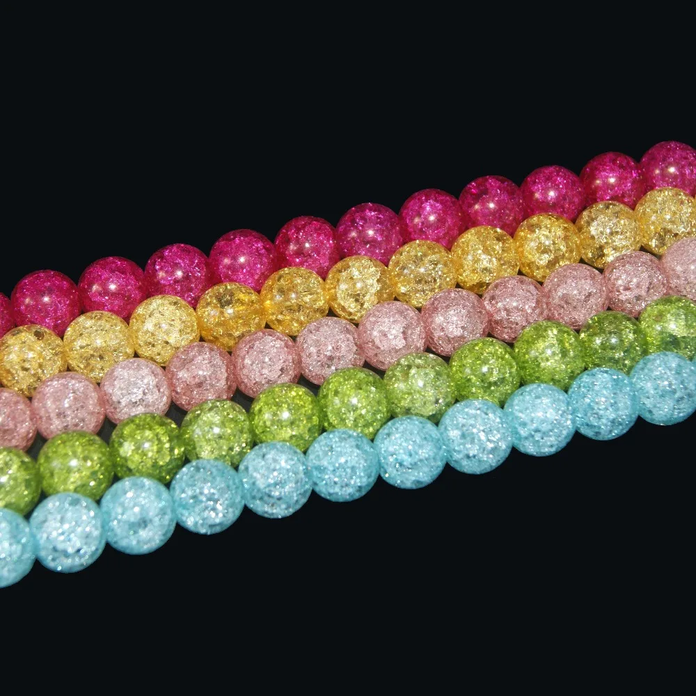 

Natural Stone Beads Colorful Snow Cracked Quartz Crystal Beads Spacer Beads For Jewelry Making Charm DIY Bracelet 6/8/10/12 MM