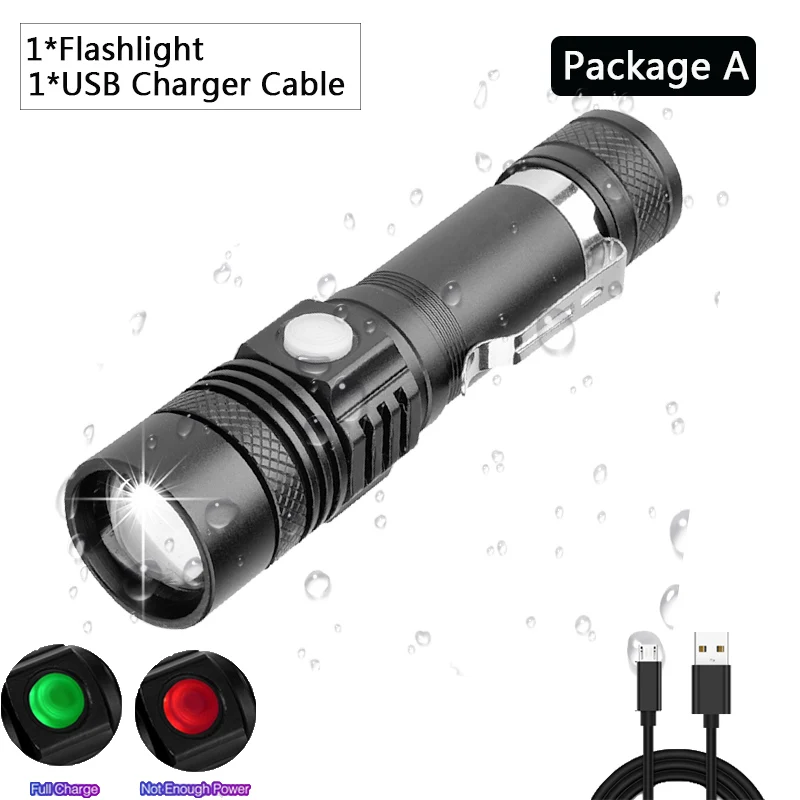 Супер яркий светодиодный флэш-светильник USB linterna светодиодный фонарь T6/L2/V6 с подсказками, масштабируемый велосипедный светильник, 18650 перезаряжаемый z50 - Испускаемый цвет: Package A