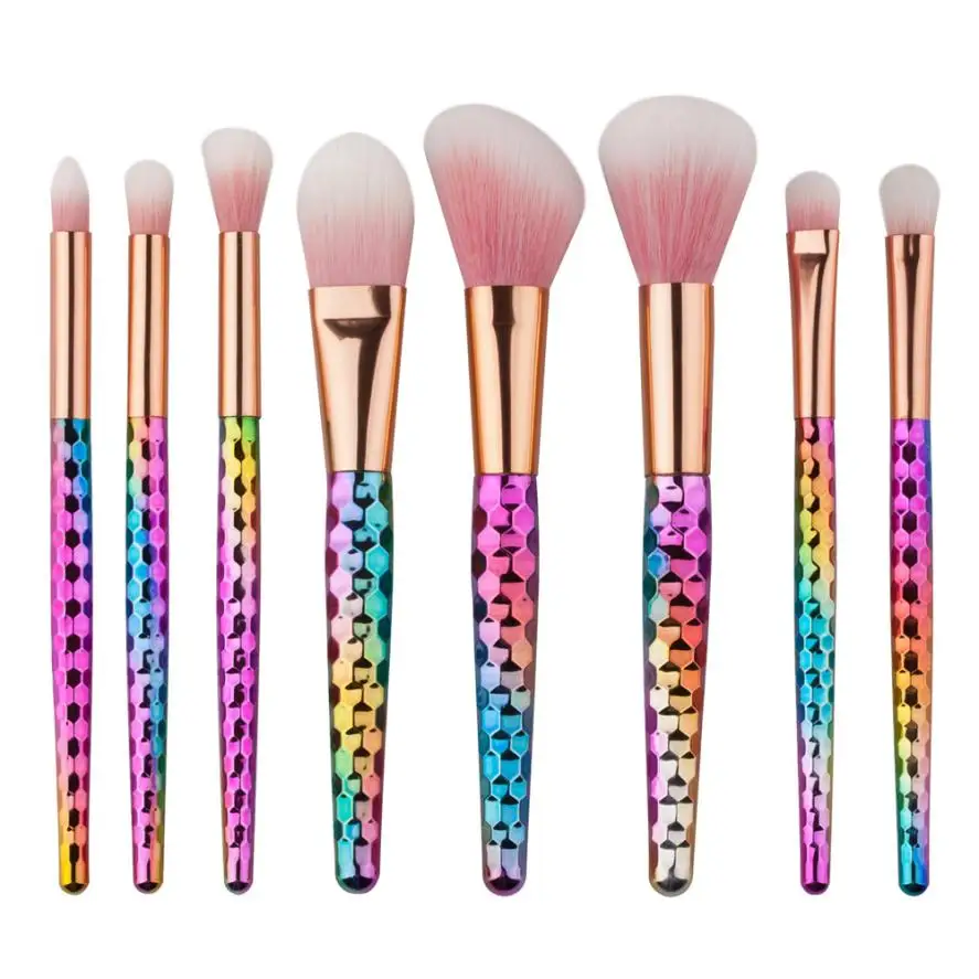 8 pcs Makeup Brushes sets foundation brushes Plastic handle colorful