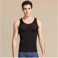 Шелк Мужская Нижняя майка без рукавов Одежда для мужчин тонкий жилет удобная воздухопроницаемая одежда Базовая