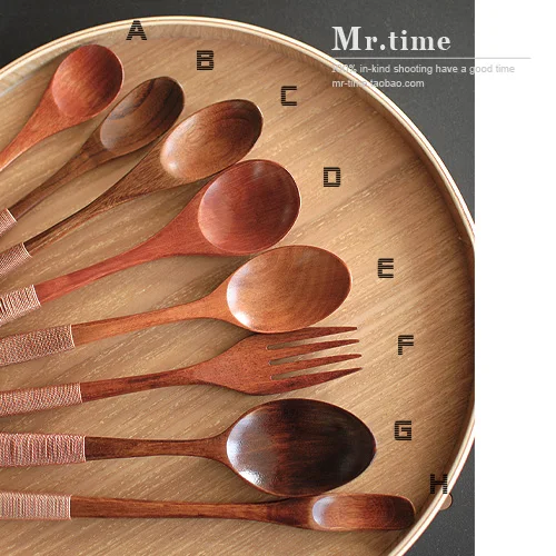 Japanese style wooden ladle wood spoon coffee spoon tea spoon fork