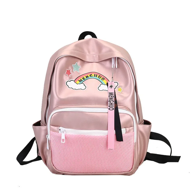 Menghuo mochila escolar kawaii Rosa Mochila De Cuero mujer mochila