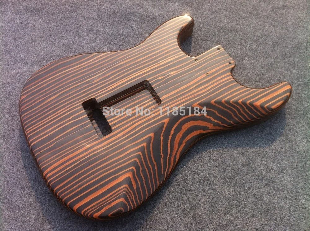 Free shipping one piece Zebrawood body electric guitar kits /unfinished guitar including hardware