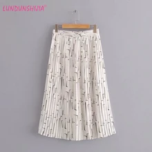 LUNDUNSHIJIA юбки для Для женщин Высокая Талия Длинные плиссированные Женская юбка Лето Миди-юбки модные Костюмы Faldas Saia