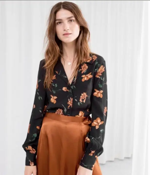 

Women Blouses Long Sleeve Vintage Print Shirts European and American Style