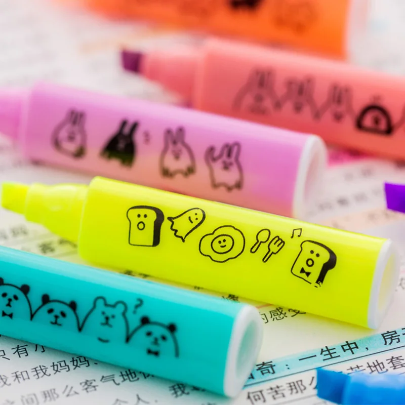 8 шт./компл. милый маркер кавайные ручки канцелярские школьные принадлежности Papelaria написание школьные принадлежности